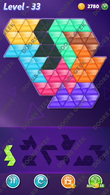 Block! Triangle Puzzle 8 Mania Level 33 Solution, Cheats, Walkthrough for Android, iPhone, iPad and iPod