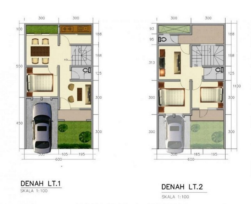 denah rumah minimalis 6x11 2 lantai minimalis