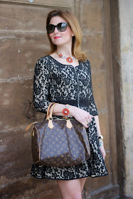 Blackfive black lace dress, Sodini bijoux, Louis Vuitton Speedy bag, Daniel Wellington watch, Fashion and Cookies, fashion blogger