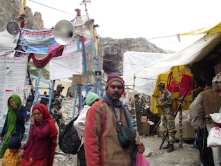 In front of the Holy Cave.