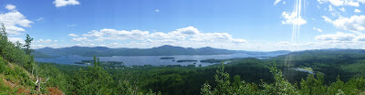 Panoramic view of Lake George from The Pinnacle, just outside of Bolton Landing, Saturday 8/08/2015.

The Saratoga Skier and Hiker, first-hand accounts of adventures in the Adirondacks and beyond, and Gore Mountain ski blog.