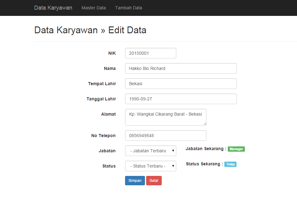 Membuat CRUD Data Karyawan dengan PHP, MySQLi dan 