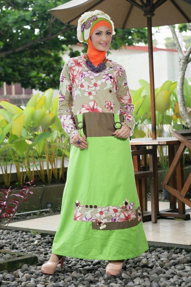 Model gamis nibras motif bunga terbaru 2018