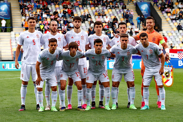 SELECCIÓN DE ESPAÑA SUB 21. Temporada 2020-21. Javi Cuenca, Óscar MIngueza, Fer Niño, Zubimendi, Hugo Guillamón y Álvaro Fernández. Fran Beltrán, Bryan Gil, Manu García, Adrià Pedrosa y Brahim Díaz. SELECCIÓN DE ESPAÑA SUB 21 2 (Javi Puado 2) SELECCIÓN DE CROACIA SUB 21 1 (Ivanusec). 31/05/2021. Campeonato de Europa Sub 21, cuartos de final. Maribor, Eslovenia, estadio Ljudski vrt.