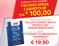 Logo Colgate e Carrefour regalano premi sicuri e vinci buoni spesa da 100 euro