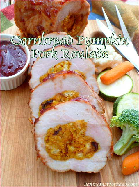 Cornbread Pumpkin Pork Roulade, all the flavors of Thanksgiving, rolled into a pork tenderloin | recipe developed by www.BakingInATornado.com | #recipe #dinner