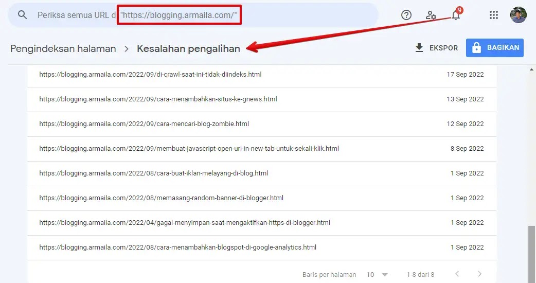 Error pengalihan