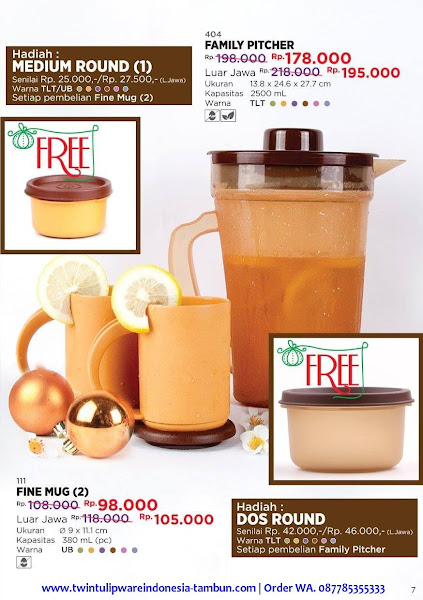 Promo Diskon Tulipware Desember 2017, Family Pitcher, Fine Mug