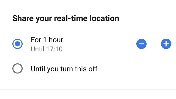 duration of location sharing 