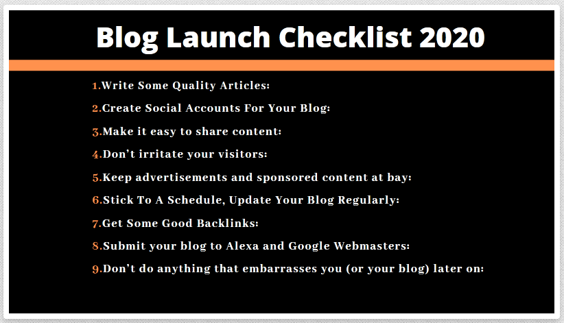 Top Blog Launch Checklist 2021