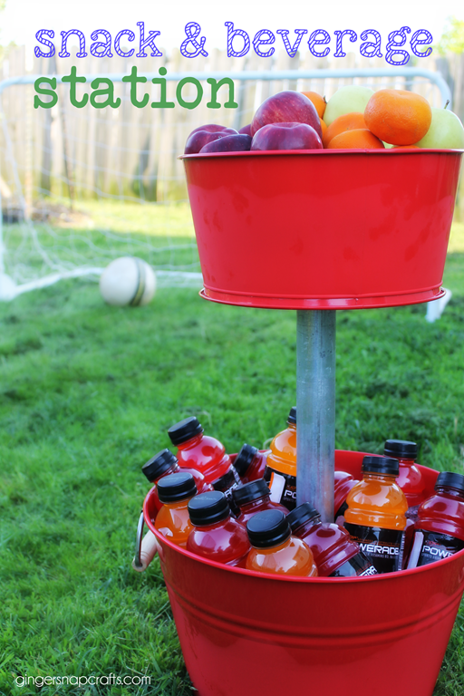 Snack & Beverage Station Tutorial at GingerSnapCrafts.com #DIY #soccer #snacks