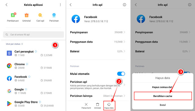 cara membersihkan penyimpanan yang penuh dengan menghapus cache aplikasi