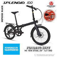 Sepeda Lipat Pacific Splendid 100 20 Inch x 1.50 Inch Hi-Ten Steel 1x7 Speed Mech Disc Brake Powered by Shimano Folding Bike