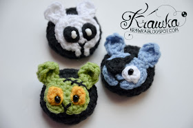 Krawka: Crochet buttons / pins / brooshes: Three little bunnies: pirate, zombie, skeleton