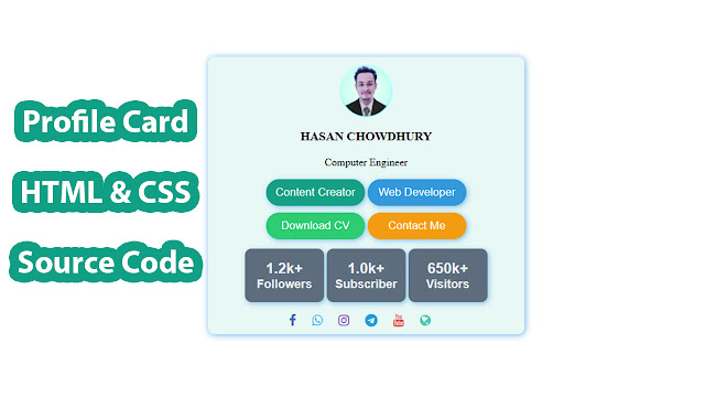 Responsive Profile Card Design HTML and CSS Free Source Code