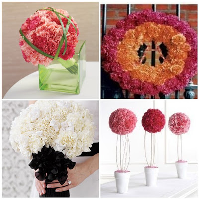 carnations transformed into a wedding bouquet Image from RealSimplecom