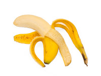 A partially peeled banana.