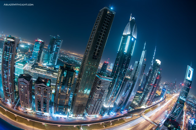 Photo of SZR road with all its skyscrapers at night