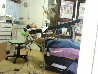 Joey on the dentist chair