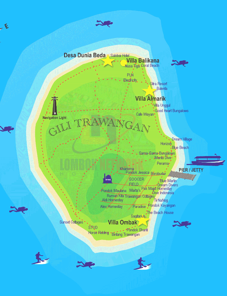 INDONESIAISME Maps  of Gili Islands Lombok 
