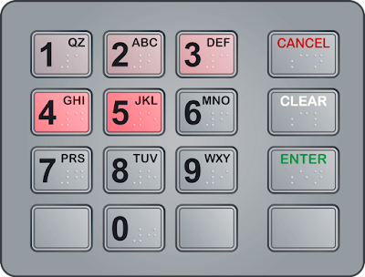 10-key pad with telltale reddish heat signatures