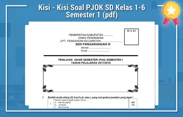 Kisi - Kisi Soal PJOK SD Kelas 1-6 Semester 1 (pdf)