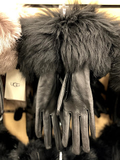 Black Leather gloves with faux fur black trim