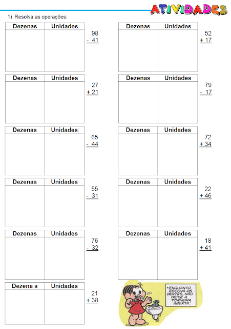 Atividades - Operações e Dezena - página 1