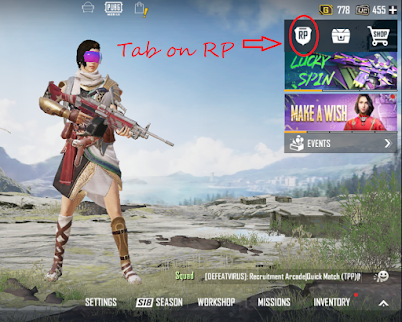 Select RP Button from Main screen