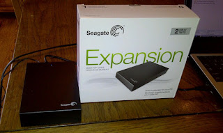 External hard drive next to package