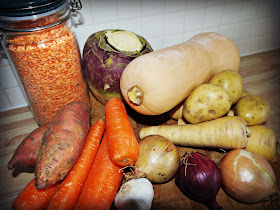 lentils, vegetables