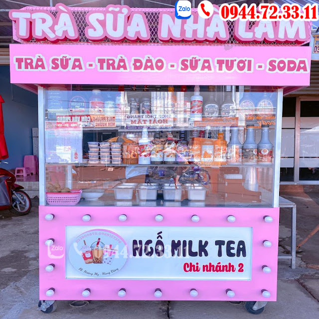 xe trà sữa màu hồng