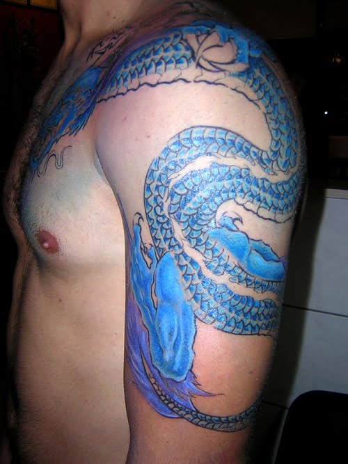 blue dragon tattoo sleeve