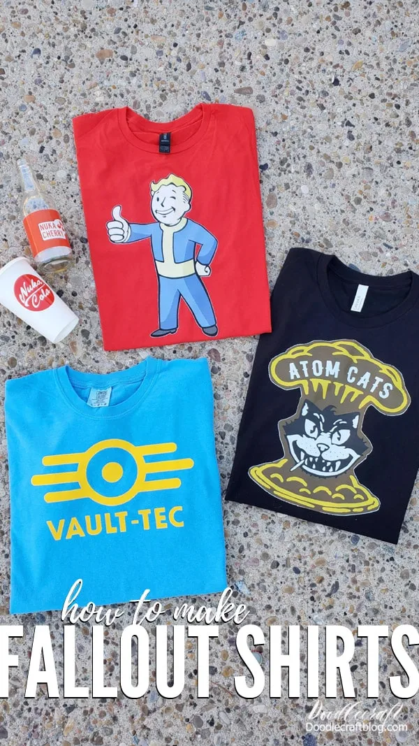 That's it! Hope you love these Fallout themed shirts as much as I do!   They are easy to make, perfect to wear for the release day of the new Fallout series on Amazon Prime (April 11th).  Here's the link to my folder of FALLOUT THEMED FREEBIES   I don't own the rights to any of the images in the folder, I've just collected them, adjusted them for my various posts and are offering them to the public in one convenient location...please don't be mad Bethesda.  Please leave me a comment, like, Pin and Save!