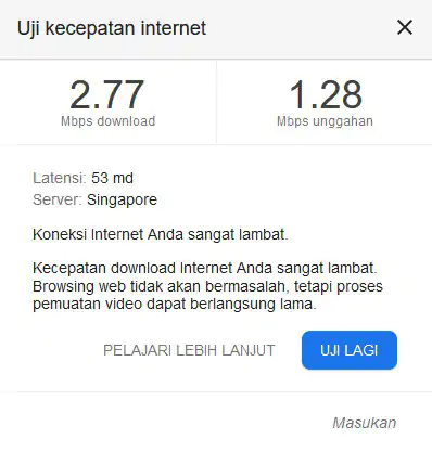 test speed jaringan 3G