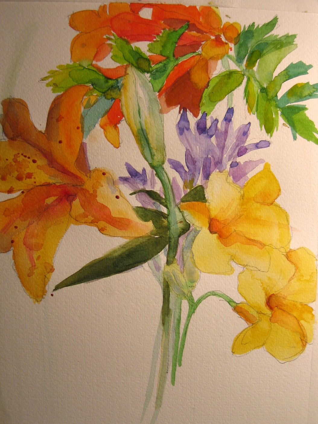laura's watercolors: vines and lilies