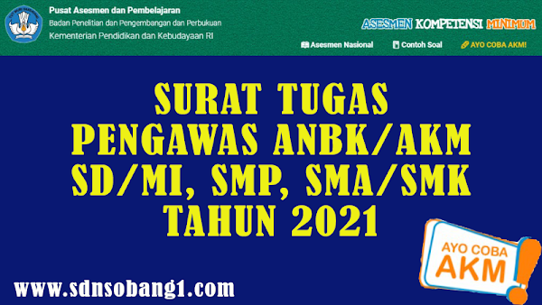 Download Surat Tugas Pengawas ANBK/AKM Jenjang SD/MI, SMP, SMA/SMK Tahun 2021