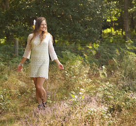 the perfect white lace dress in the countryside