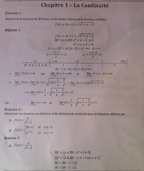 Les limites pdf exercices corrigés