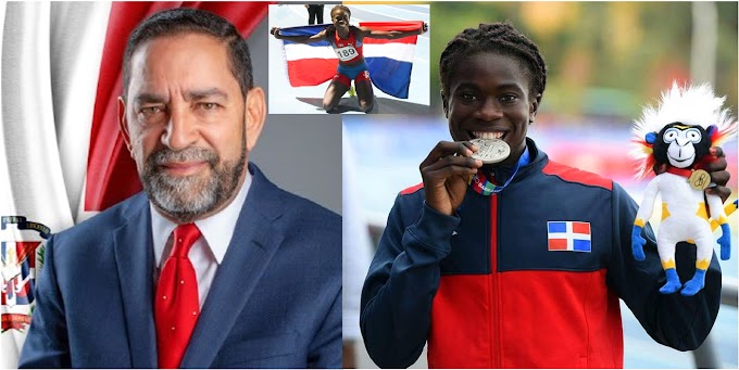 Cónsul felicita a la atleta dominicana Fiordaliza Cofil por Medalla de Oro en campeonato mundial atlético Oregón 2022