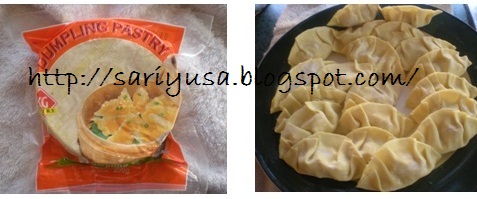 Rupa bungkusan kulit gyoza / dumpling pastry dan kanan 