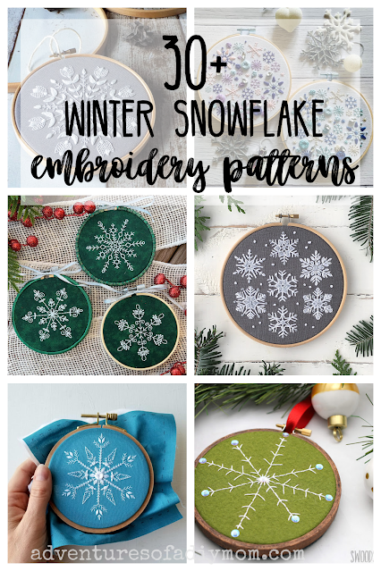 collage of embroidered snowflakes