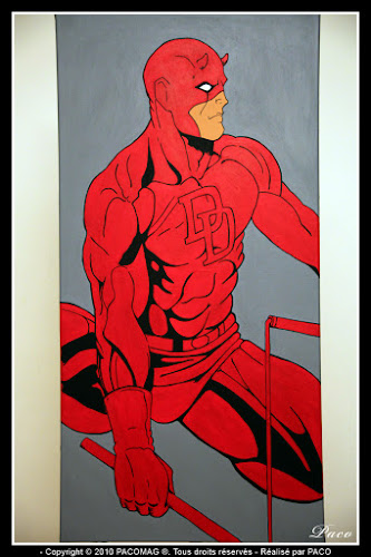 Finition Daredevil sur toile Par Paco illustrateur graphiste, artiste peintre