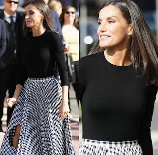 Queen Letizia wears skirt with a hole