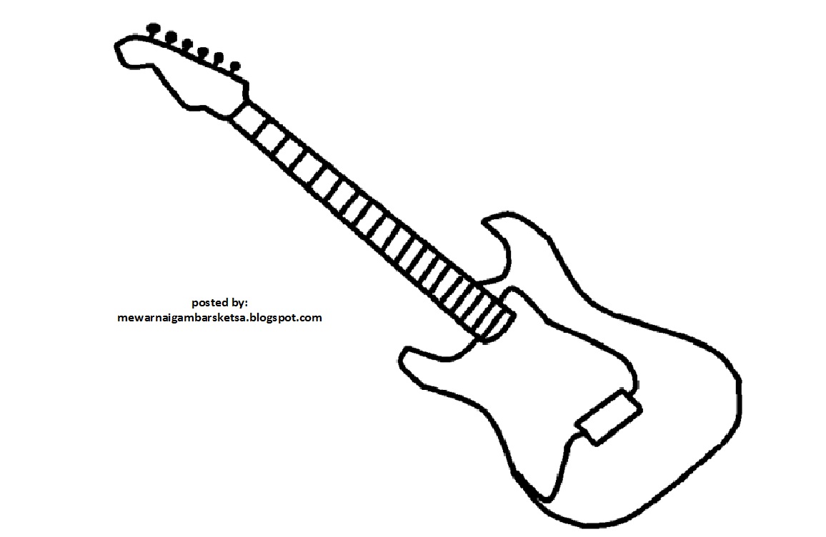 Mewarnai Gambar Mewarnai Gambar Sketsa Gitar 1