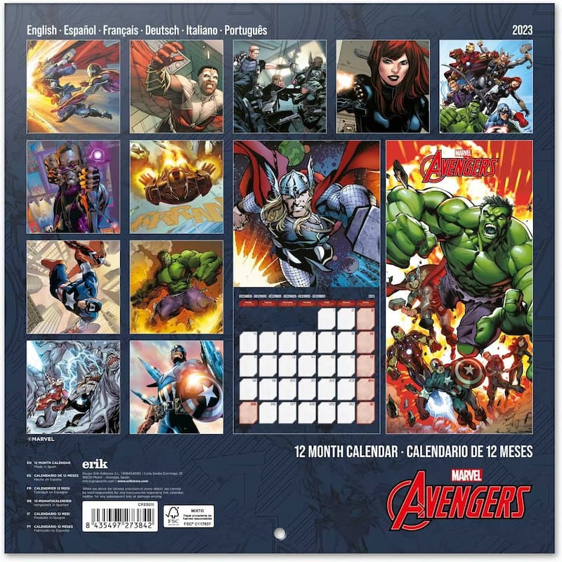 Calendario Marvel Los Vengadores 2023