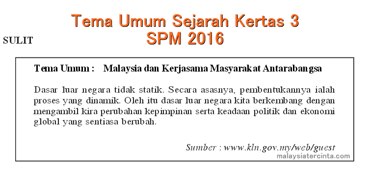 Tema Umum Sejarah Kertas 3 SPM 2017