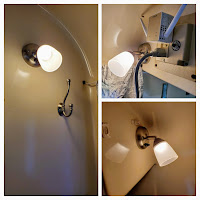 Collage of new lighting fixtures in Uhaul Camper