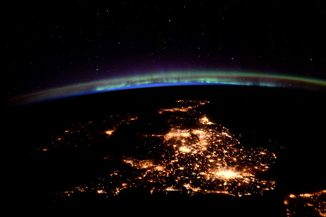 Aurora and British Isles seen from the International Space Station