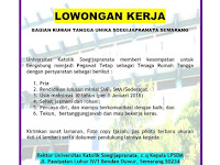 Lowongan Pegawai Rumah Tangga di UNIKA Soegijapranata Semarang